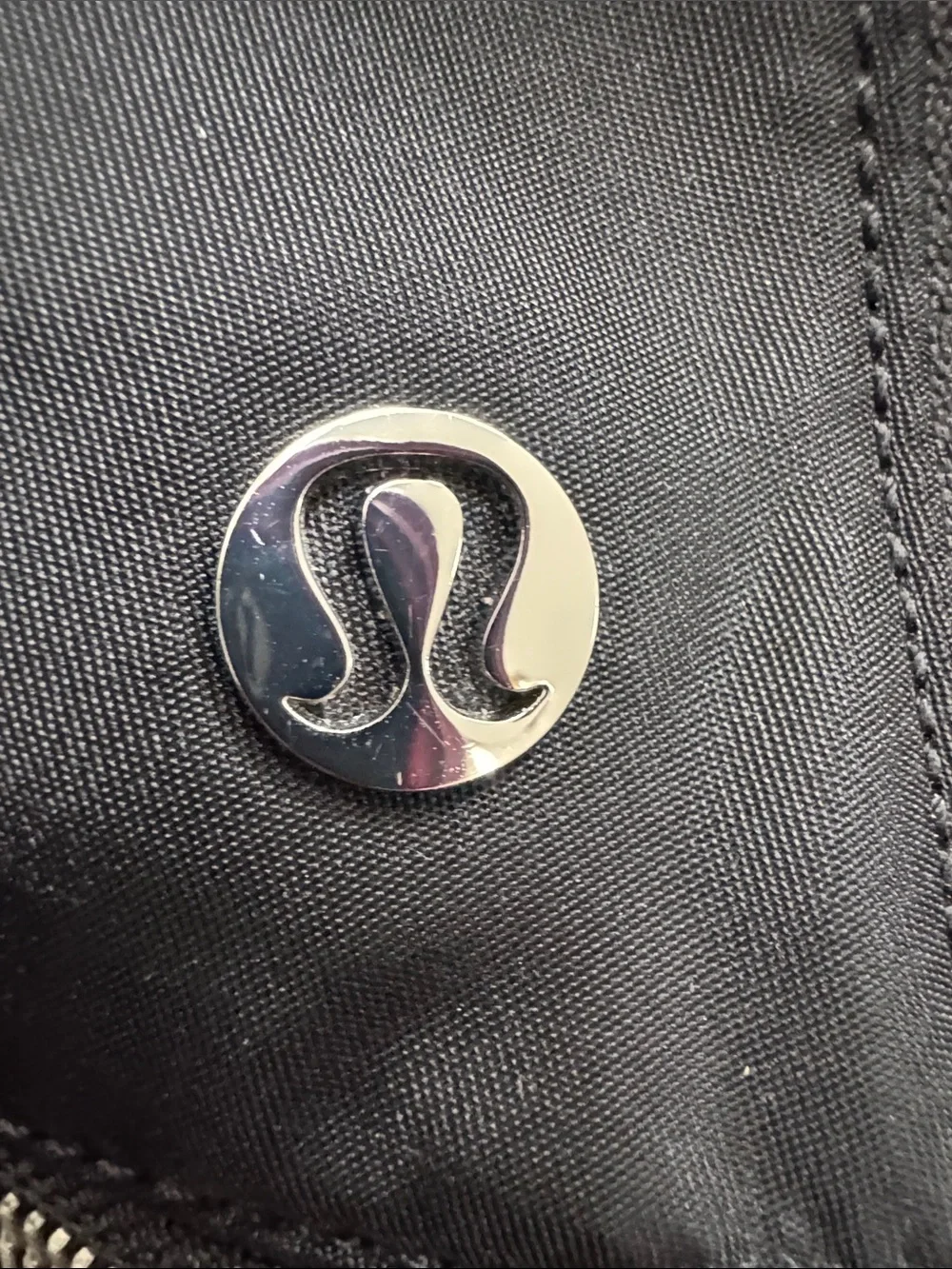 lululemon athletica Black Nylon Zip-Front Backpack with Silver Hardware